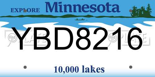 YBD8216 Minnesota License Plate