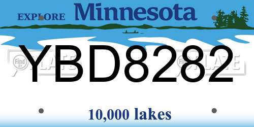YBD8282 Minnesota License Plate