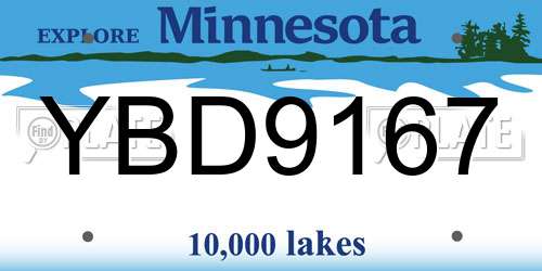YBD9167 Minnesota License Plate