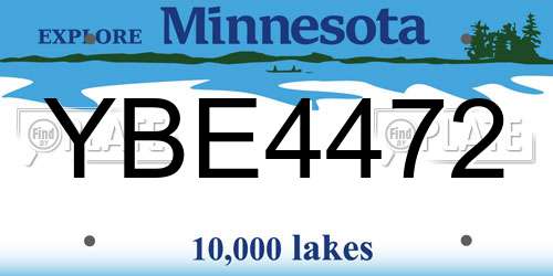 YBE4472 Minnesota License Plate