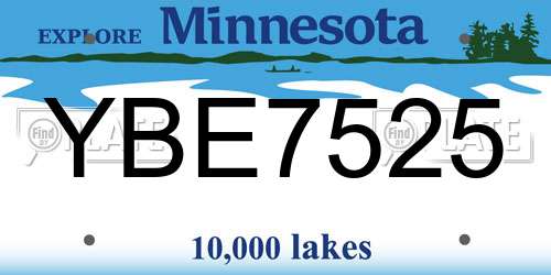 YBE7525 Minnesota License Plate