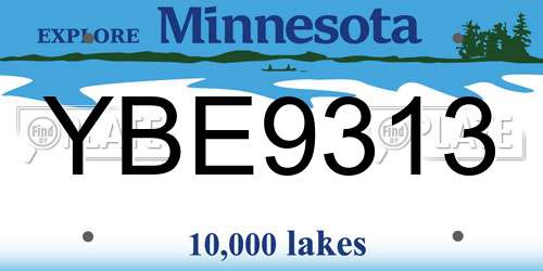 YBE9313 Minnesota License Plate