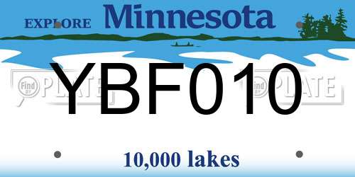 YBF010 Minnesota License Plate