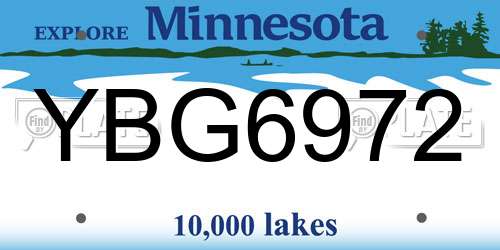 YBG6972 Minnesota License Plate