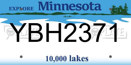 YBH2371 Minnesota License Plate