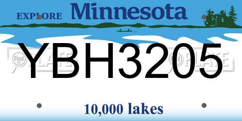 YBH3205 Minnesota License Plate
