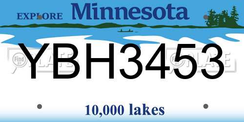 YBH3453 Minnesota License Plate