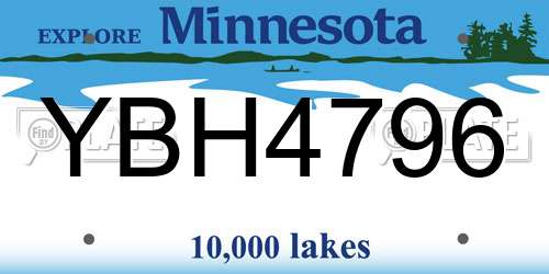 YBH4796 Minnesota License Plate