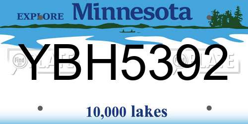 YBH5392 Minnesota License Plate