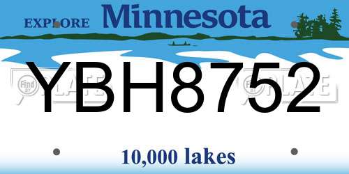 YBH8752 Minnesota License Plate