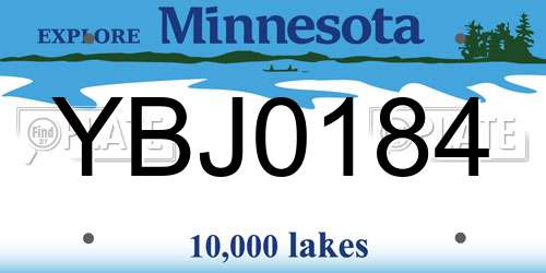 YBJ0184 Minnesota License Plate