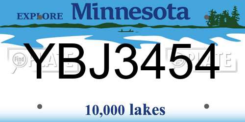 YBJ3454 Minnesota License Plate