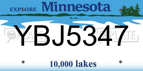 YBJ5347 Minnesota License Plate