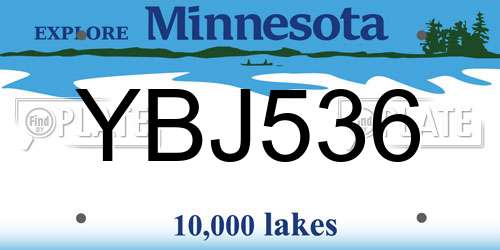 YBJ536 Minnesota License Plate