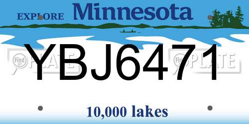 YBJ6471 Minnesota License Plate