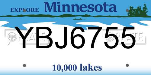 YBJ6755 Minnesota License Plate