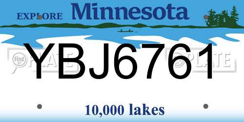 YBJ6761 Minnesota License Plate