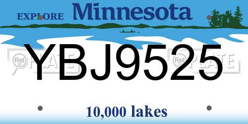 YBJ9525 Minnesota License Plate