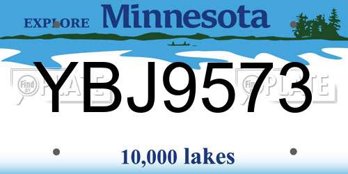 YBJ9573 Minnesota License Plate