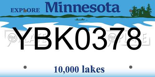 YBK0378 Minnesota License Plate