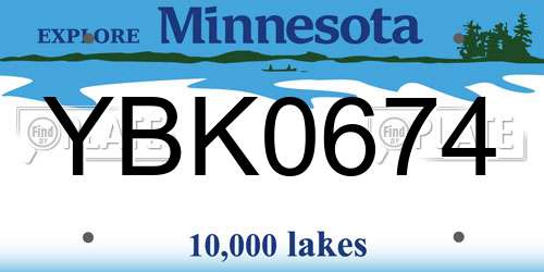 YBK0674 Minnesota License Plate