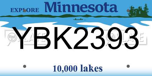 YBK2393 Minnesota License Plate