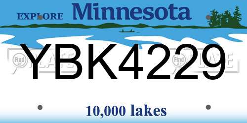 YBK4229 Minnesota License Plate