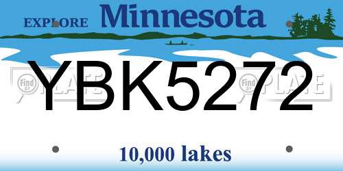 YBK5272 Minnesota License Plate
