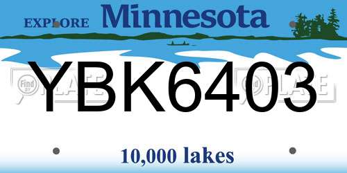 YBK6403 Minnesota License Plate
