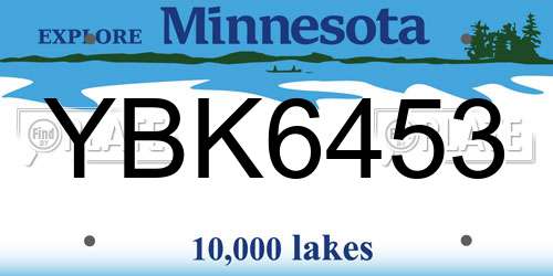 YBK6453 Minnesota License Plate