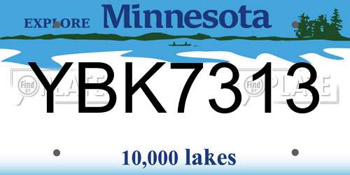 YBK7313 Minnesota License Plate