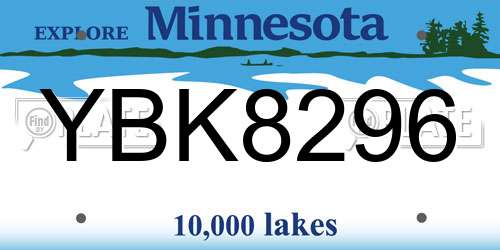YBK8296 Minnesota License Plate