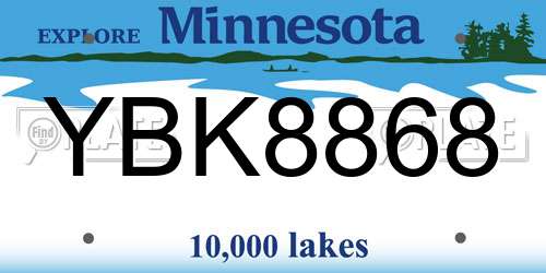 YBK8868 Minnesota License Plate