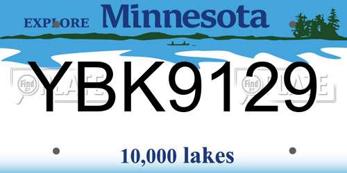 YBK9129 Minnesota License Plate