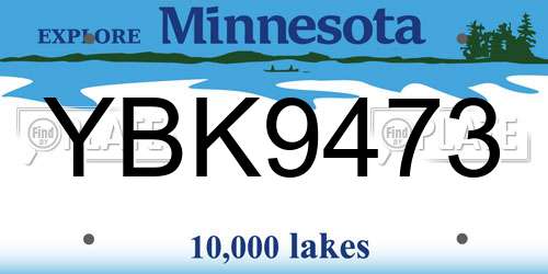 YBK9473 Minnesota License Plate
