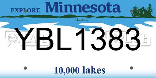 YBL1383 Minnesota License Plate