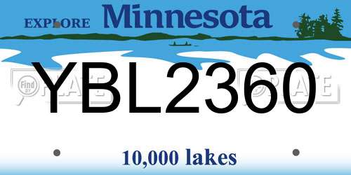 YBL2360 Minnesota License Plate