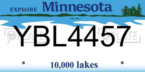 YBL4457 Minnesota License Plate