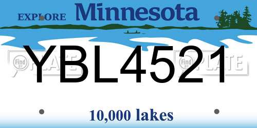 YBL4521 Minnesota License Plate