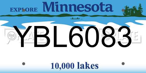 YBL6083 Minnesota License Plate