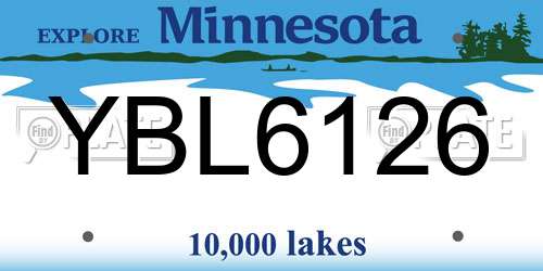 YBL6126 Minnesota License Plate