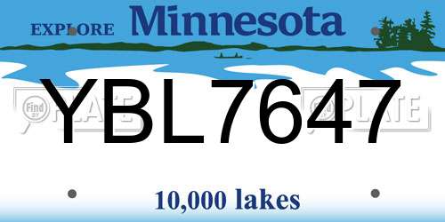YBL7647 Minnesota License Plate