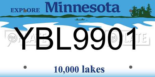 YBL9901 Minnesota License Plate