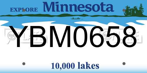 YBM0658 Minnesota License Plate