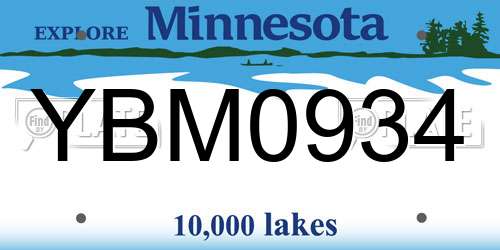 YBM0934 Minnesota License Plate