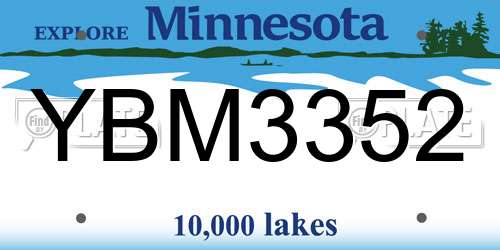 YBM3352 Minnesota License Plate