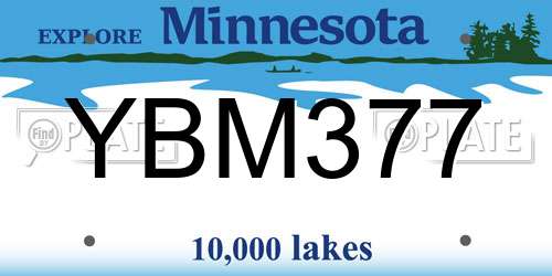 YBM377 Minnesota License Plate