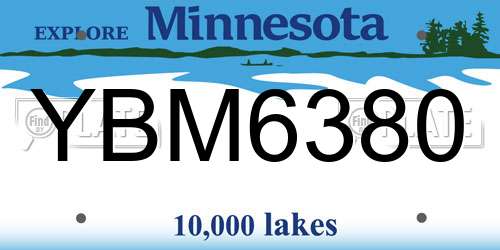 YBM6380 Minnesota License Plate