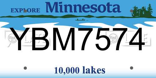YBM7574 Minnesota License Plate