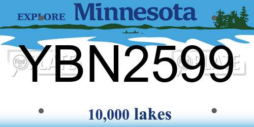 YBN2599 Minnesota License Plate